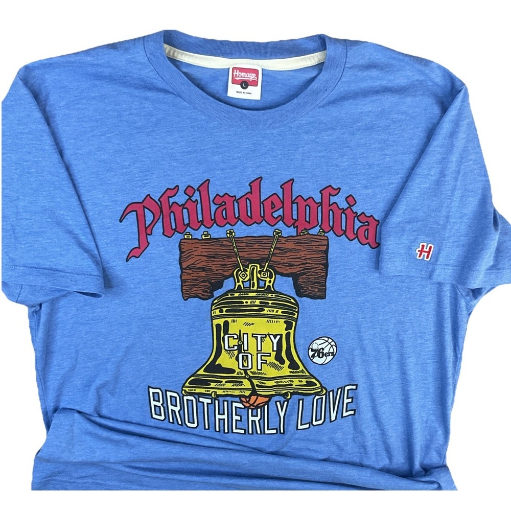 Homage Philadelphia City of Brotherly Love Mens Large Graphic T-Shirt Grey 1235